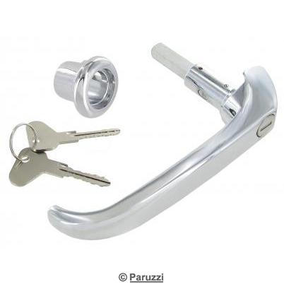 Poigne extrieure chrome pour porte coulissante avec serrure
