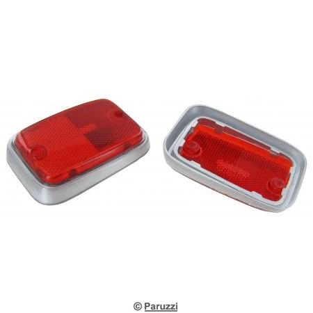 Side reflector rear (red with silver base) (per pair)