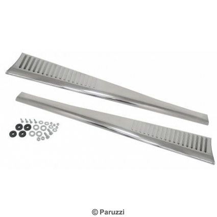 Marchepied en inox lisse avec louvres, la paire
