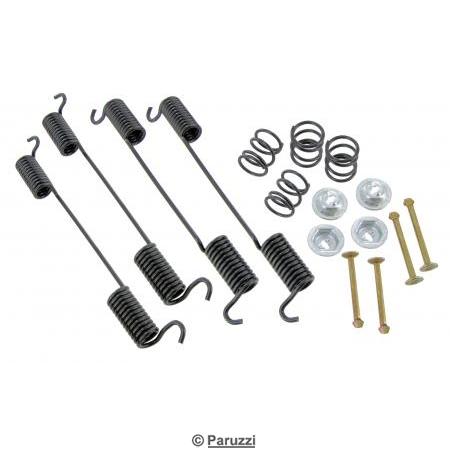 Brake shoe mounting kit front, including tension springs