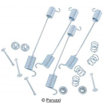 Brake shoe mounting kit front, including tension springs