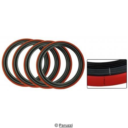 Flancs rouges (2,5 cm rouge et 2,5 cm noir) (lot de 4 pices)
