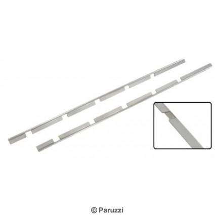 Polished stainless steel door window lock catch strips (per pair)