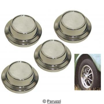 Plastic chromed Lemmerz or Ritter wheel center caps (4 pieces)