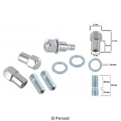 Chrome wheel nut and stud kit with flat washer (4 pieces)