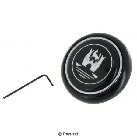 Horn button black with silver-colored emblem