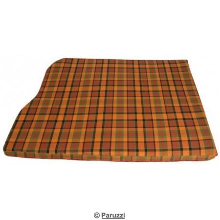 Housse de revtement orange, jaune, orange et verte  carreaux pour coussin dans compartiment moteur, largeur 1210 mm
