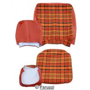 Seat cover set cover, chequered orange/yellow/green, (per seat) (2-part)