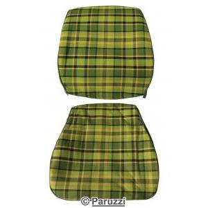 Seat cover set, chequered green/yellow, (per seat) (2-part)