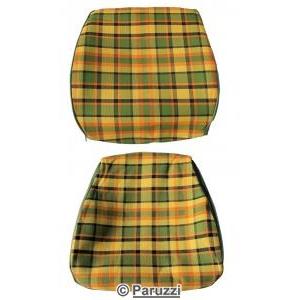 Seat cover set cover, chequered yellow/green/orange, (per seat) (2-part)