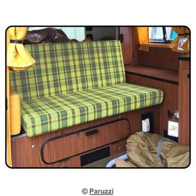 Garniture de lit banquette/canap-lit couchage verte et jaune  carreaux pour Westfalia, largeur 1090 mm
