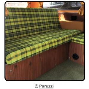 Garniture de lit banquette/canap-lit couchage verte et jaune  carreaux pour Westfalia, largeur 1400 mm
