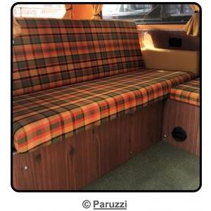 Garniture de lit banquette/canap-lit couchage orange, jaune, verte  carreaux pour Westfalia, largeur 1400 mm
