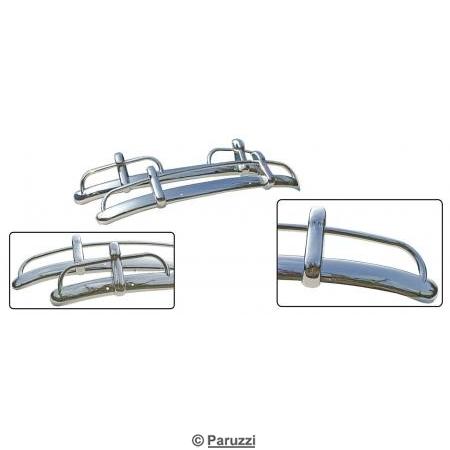 Polished stainless steel bumper set with overrider tubes