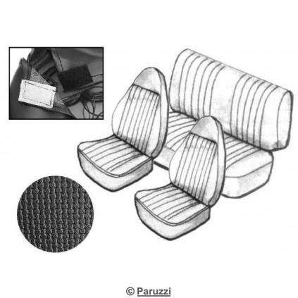 Seat cover set with headrest black basket vinyl