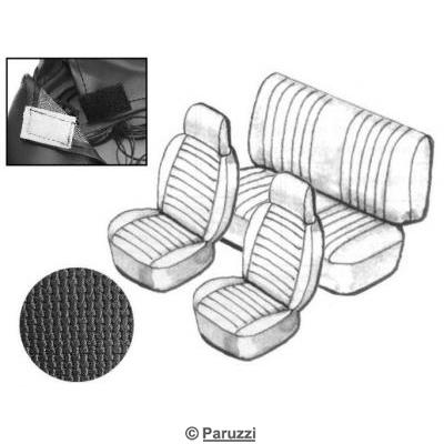 Seat cover set with headrest black basket vinyl
