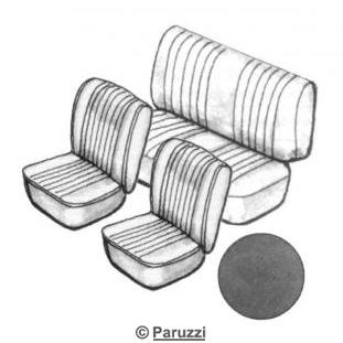 Seat upholstery set black smooth vinyl