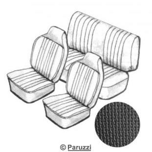 Seat upholstery set with headrest black basket vinyl