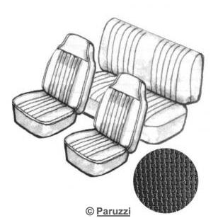 Seat upholstery set with headrest black basket vinyl