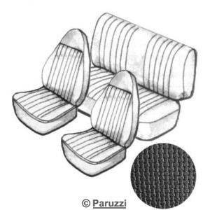 Seat upholstery set with headrest black basket vinyl