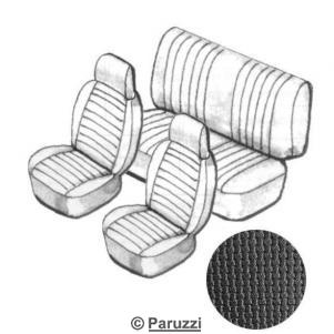Seat upholstery set with headrest black basket vinyl