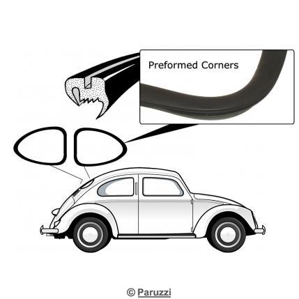 Rear window seal without molding groove (per pair)