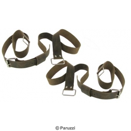 Luggage rack straps brown leather (per pair)