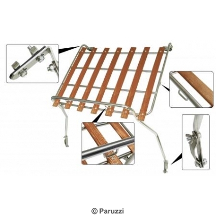 Deck lid rack stainless steel with wooden slats