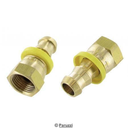 Brass swivel hose barb, female threaded (per pair)