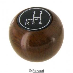 Pommeau/bouton de levier de vitesse en bois, avec pictogramme
