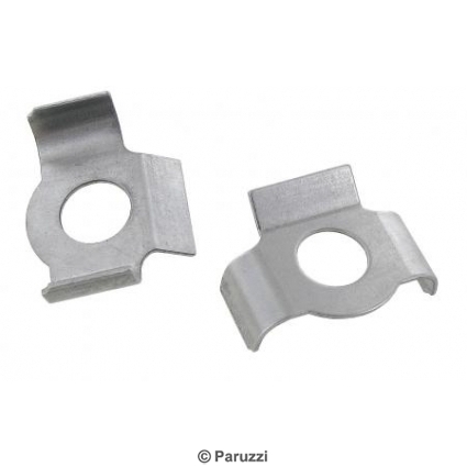 Steering box mounting bracket lock plates (per pair)