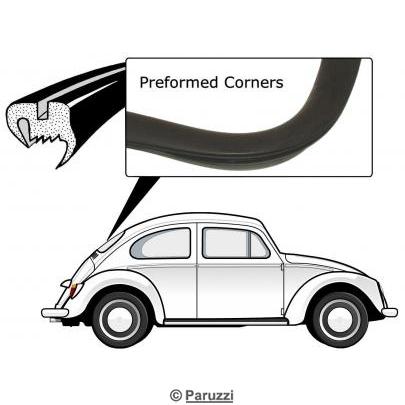 Rear window seal without molding groove