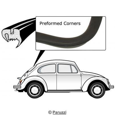 Rear window seal without molding groove