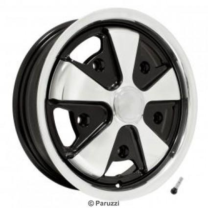 Jante/roue 911 Alloy noire avec branches polies (la pice)
