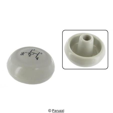 Versnellingspook knop zilver beige met schakelschema
