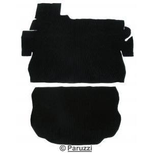 Ribbet bagasjeromsteppe med slyfelugg, svart (2-delt)
