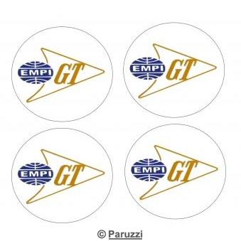 Wheel cap decals with EMPI GT logo with transparent background (4 pieces)