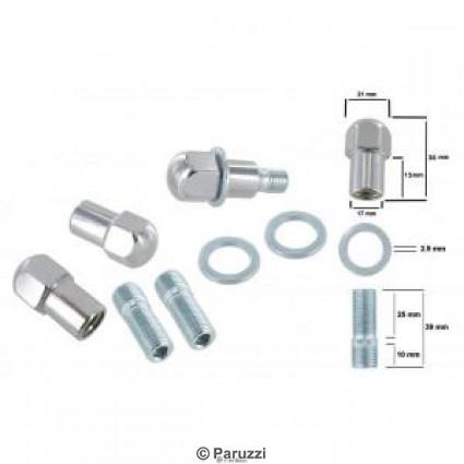 Chrome wheel nut and stud kit with flat washer low model (4 pieces)