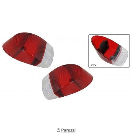 Taillight lens USA red/red/clear (per pair)