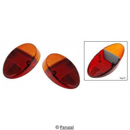 Achterlicht lens europees oranje/rood B-kwaliteit (per paar)
