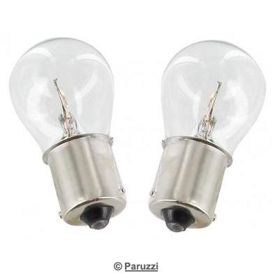 Turn indicator, tail- reversing- ambulance and license plate light bulb 6V clear (per pair)