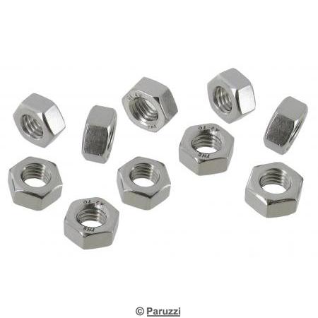 Stainless steel M8 hex nuts (10 pieces)