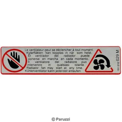Fan Warning Sticker