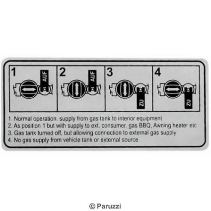 Sticker gas valve information Westfalia