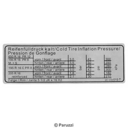 Autocollant pression des pneus
