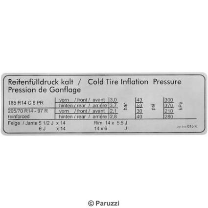 Autocollant pression des pneus
