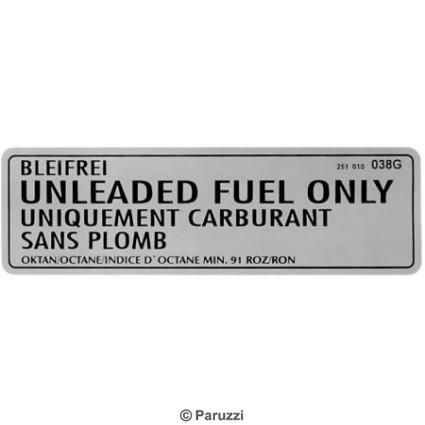 Sticker unleaded fuel only