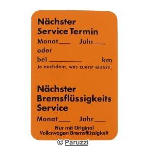 Volkswagen service sticker