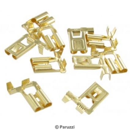 Uninsulated right angled female spade connectors with locking barb (10 pieces)