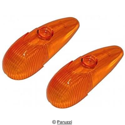 Blinklampeglass foran orange par